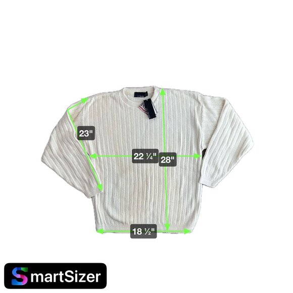 Vintage Bill Blass Sweater Mens L Cream‎ Ribbed Cotton USA Deadstock Hand Framed - Picture 2 of 6